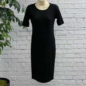 LuLaRoe Classic Black Fitted Midi Julia Dress Small XXS -NWOT-